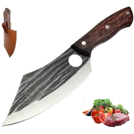 Кований кухонний універсальний ніж 14.5 см, для м'яса та овочів, сталь 5Cr15MoV, 58 HRC з чохлом (FKUK-03)