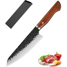Кований ніж Кірітсуке (Kiritsuke) 17.7 см ручної роботи з ергономічною дерев'яною рукояттю та чохлом (FKKH-33)