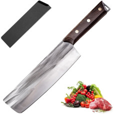Кований кухонний ніж Накірі (Nakiri) 17 см ручної роботи з дерев'яною ергономічною рукояттю та чохлом (FNK-29)