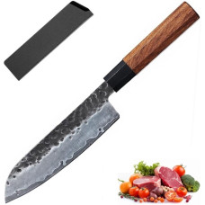 Кухарський ніж Сантоку (Santoku) 18 см японський кований ніж ручної роботи з 3-шарової сталі з чохлом (SKS-41)